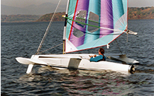 Experimental sailboat in Hudson Highlands, 1992